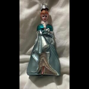 Vintage Disney Princess Cinderella Glass Blown Christmas Ornament 2002 Frosted